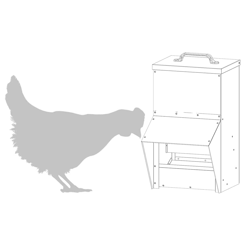 Chicken Feeder Olive Green 20 x 25 x35 cm Cold-Rolled Steel