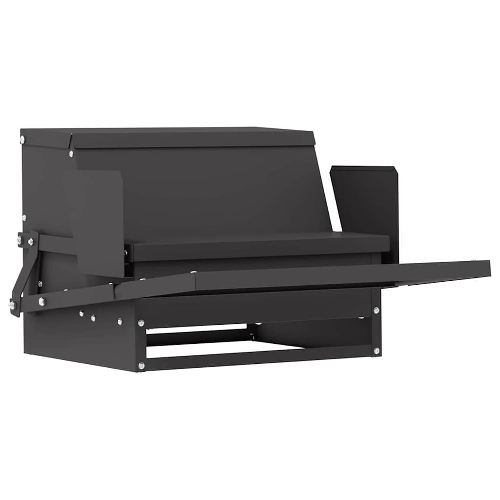 Chicken Treadle Feeder Black 50 x 40 x 29 cm Cold-Rolled Steel