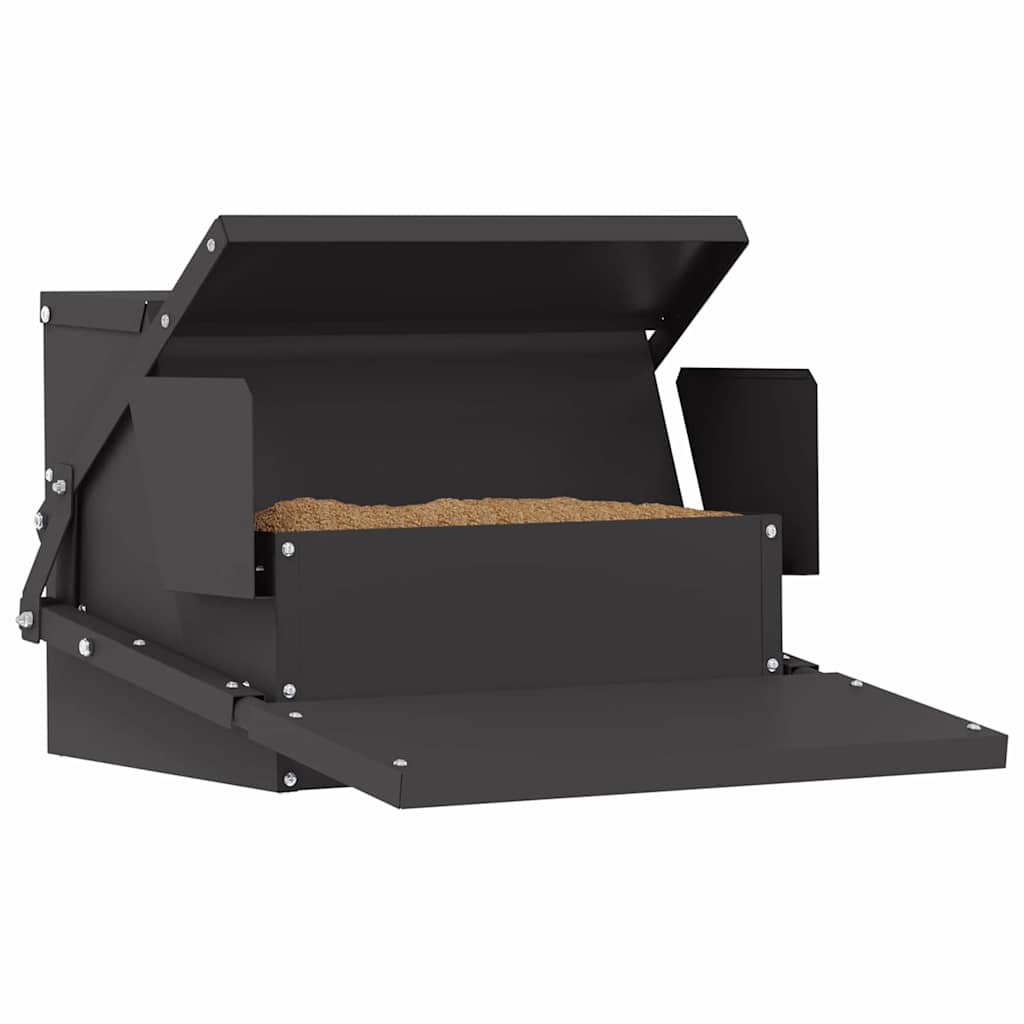 Chicken Treadle Feeder Black 50 x 40 x 29 cm Cold-Rolled Steel