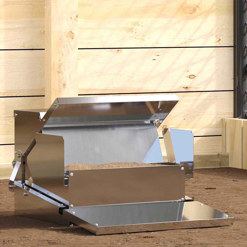 Chicken Treadle Feeder Silver 50 x 40 x 29 cm Galvanised Steel