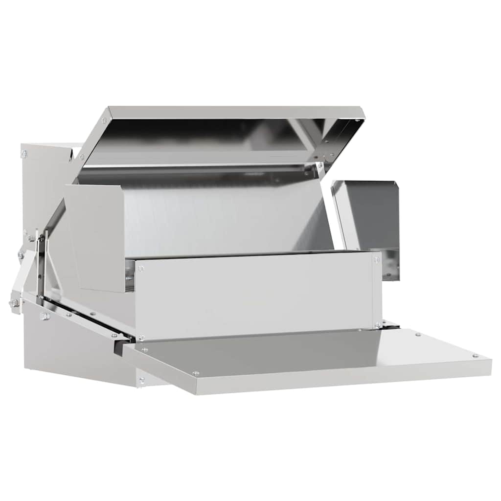 Chicken Treadle Feeder Silver 50 x 40 x 29 cm Galvanised Steel