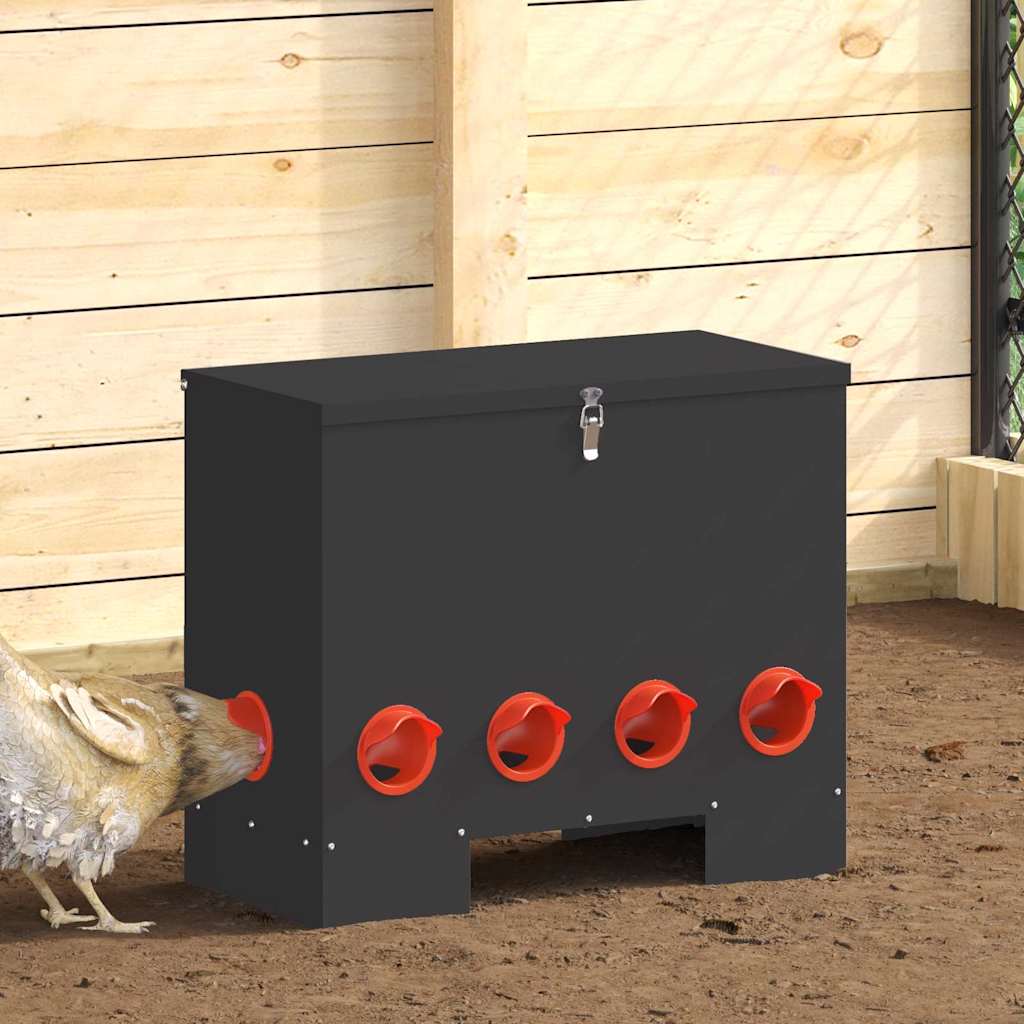 Chicken Feeder 2 pcs Black 60.5 x 29 x 51 cm Cold-Rolled Steel