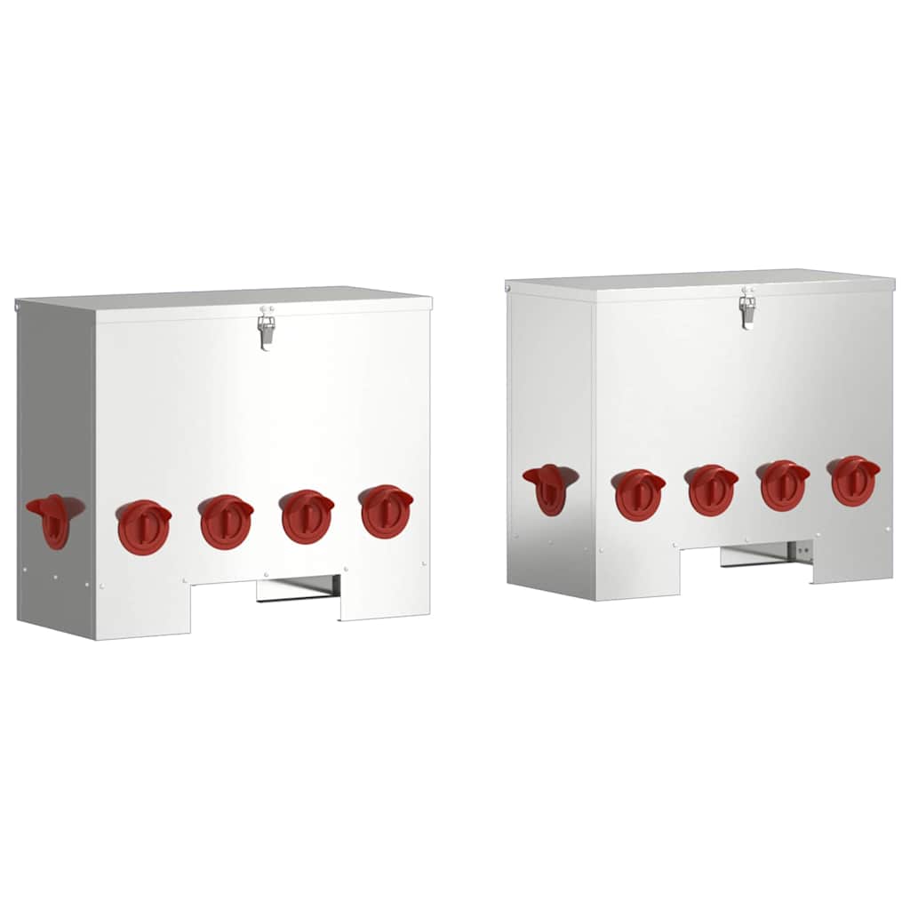 Chicken Feeder 2 pcs Silver 60.5 x 29 x 51 cm Galvanised Steel