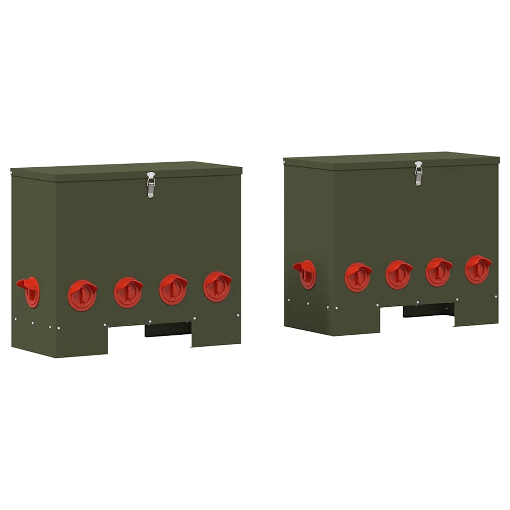 Chicken Feeder 2 pcs Olive Green 60.5 x 29 x 51 cm