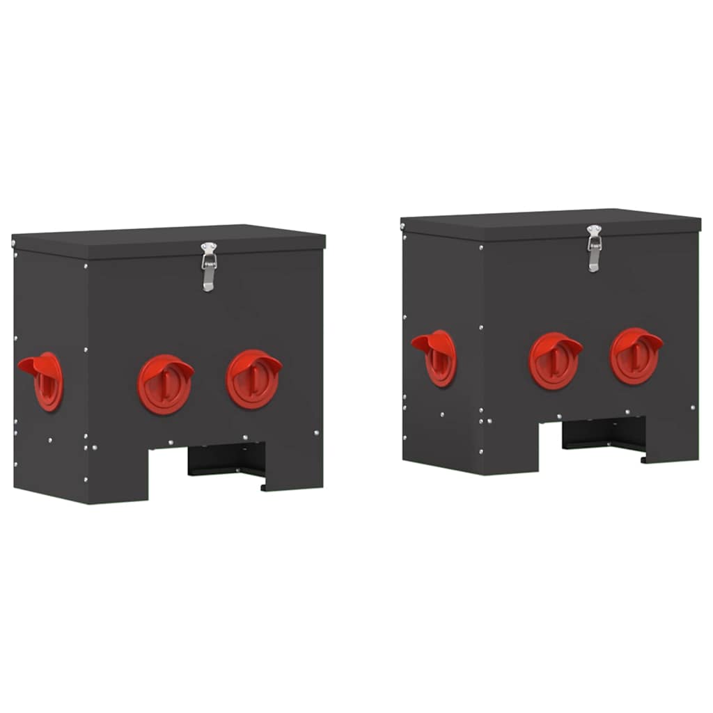 Chicken Feeder 2 pcs Black 40.5 x 25 x 38 cm Cold-Rolled Steel