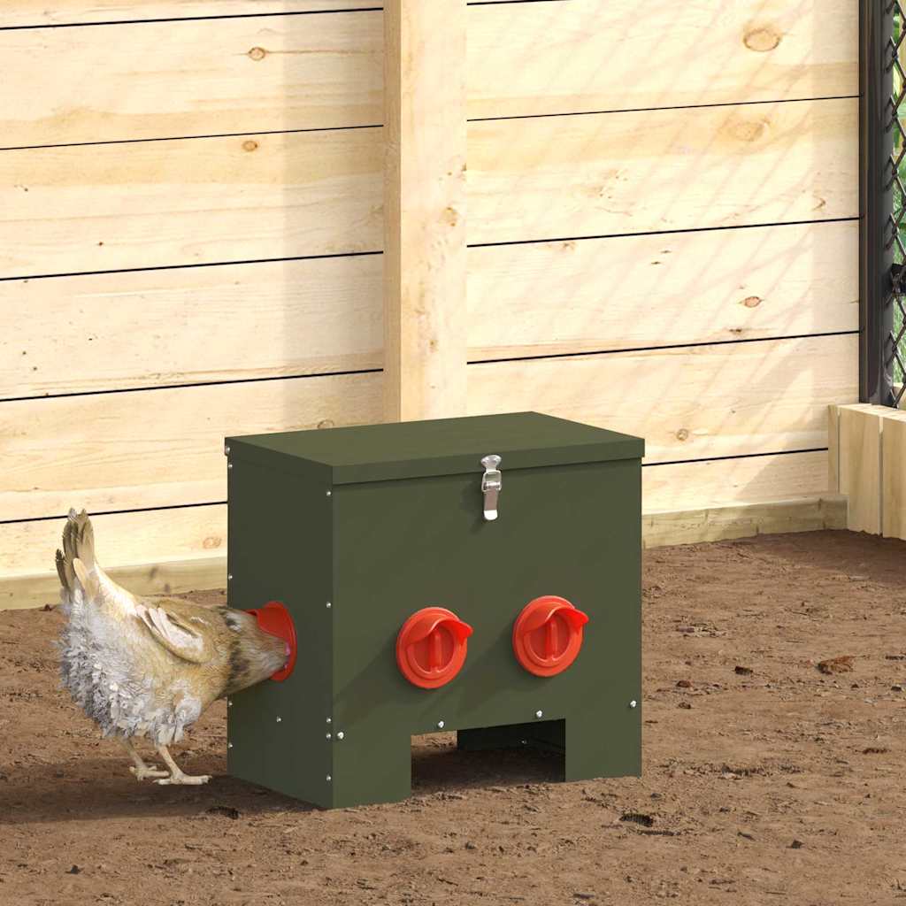 Chicken Feeder 2 pcs Olive Green 40.5 x 25 x 38 cm