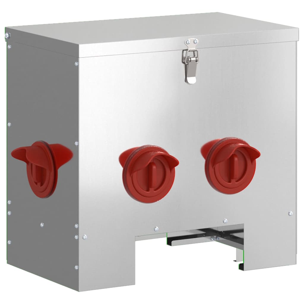 Chicken Feeder 2 pcs Silver 40.5 x 25 x 38 cm Galvanised Steel