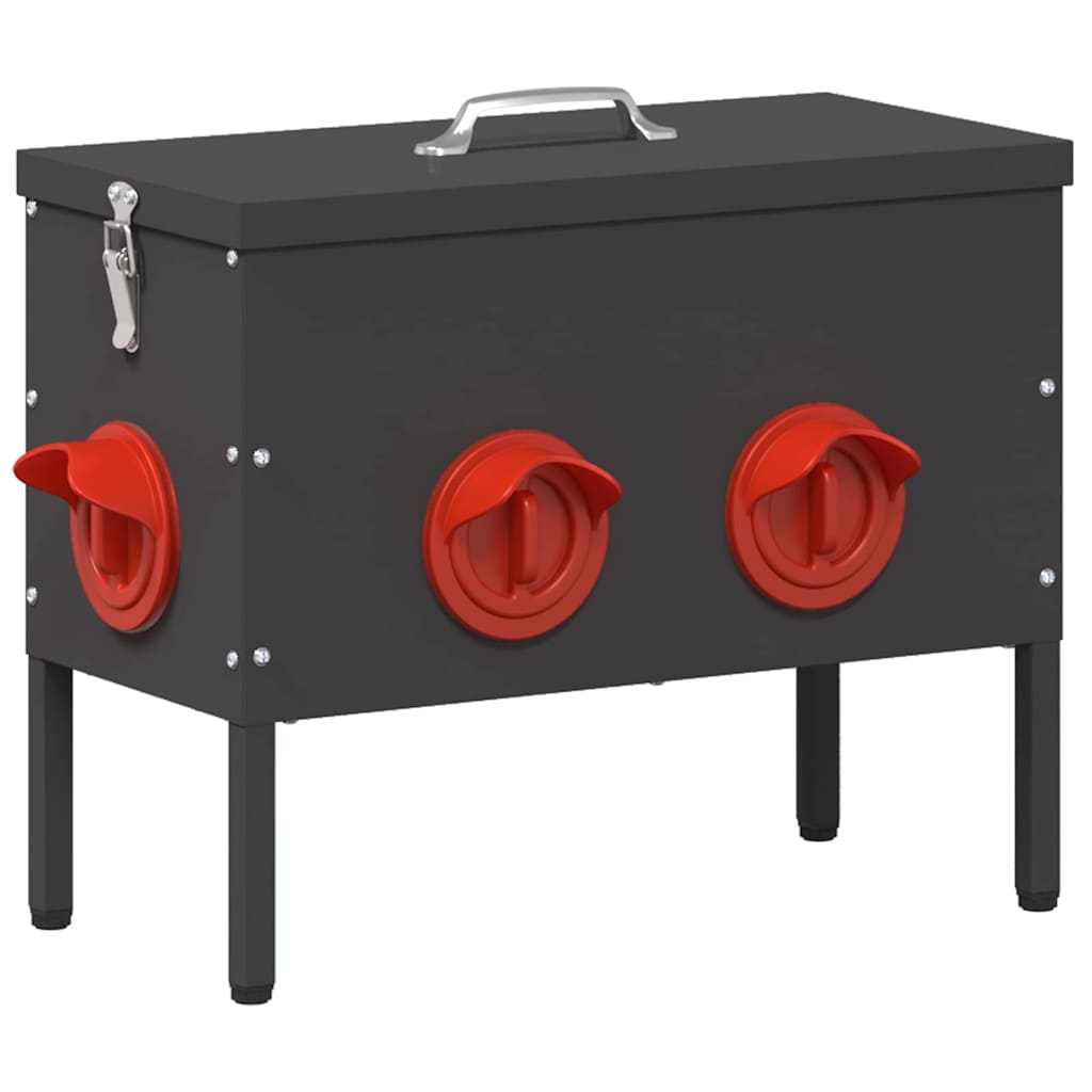 Chicken Feeder 2 pcs Black 41.5 x 20.5 x 33 cm