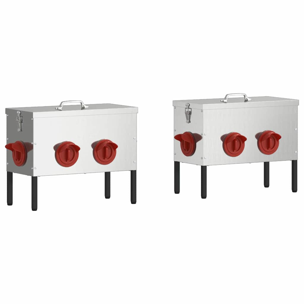 Chicken Feeder 2 pcs Silver 41.5 x 20.5 x 33 cm