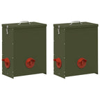 Chicken Feeder 2 pcs Olive Green 32.5 x 20.5 x 43 cm