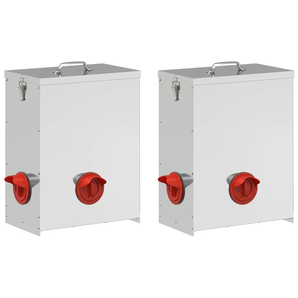 Chicken Feeder 2 pcs Silver 32.5 x 20.5 x 43 cm
