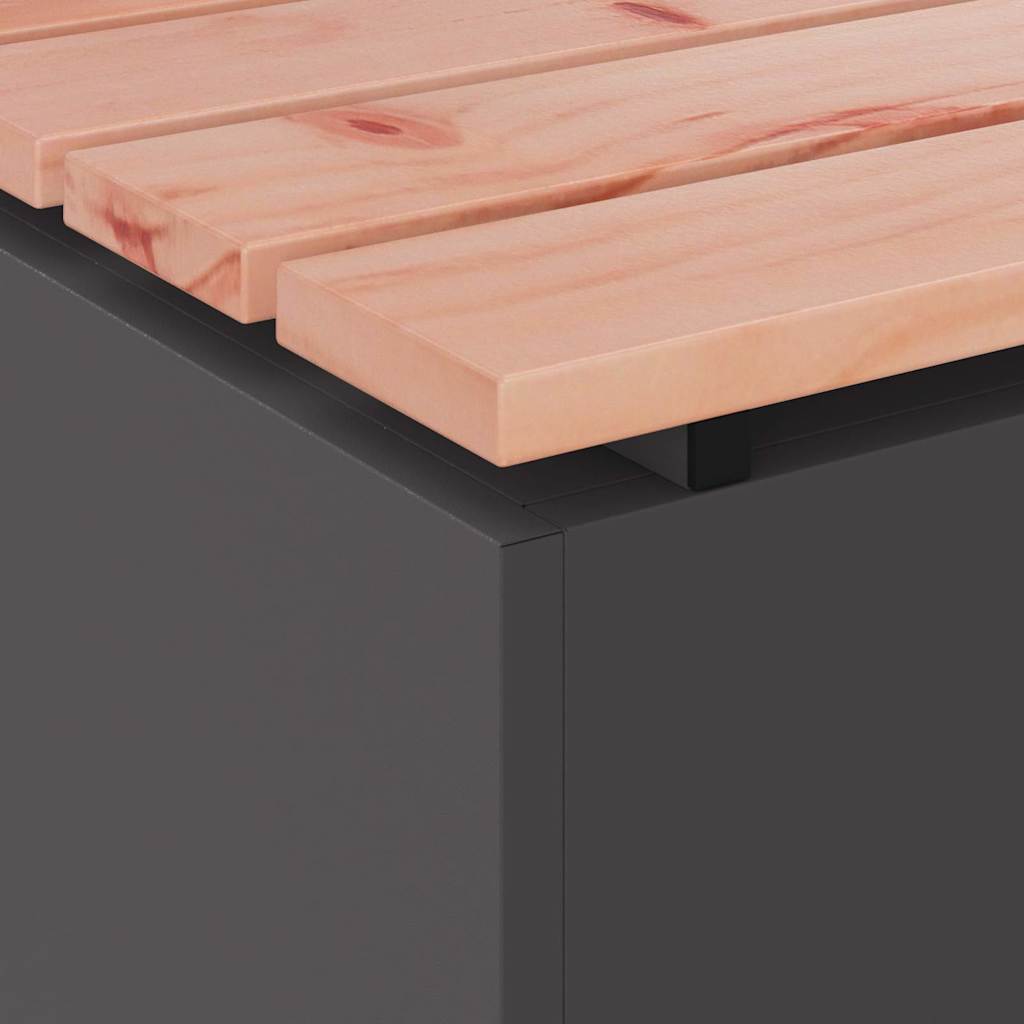 Garden Bench Black 60 x 40 x 43 cm Solid Douglas Wood and Steel