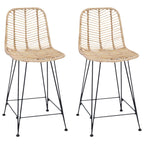 Bar Chair 2 pcs Natural 44.5 x 54.5 x 97.5 cm Rattan and Iron