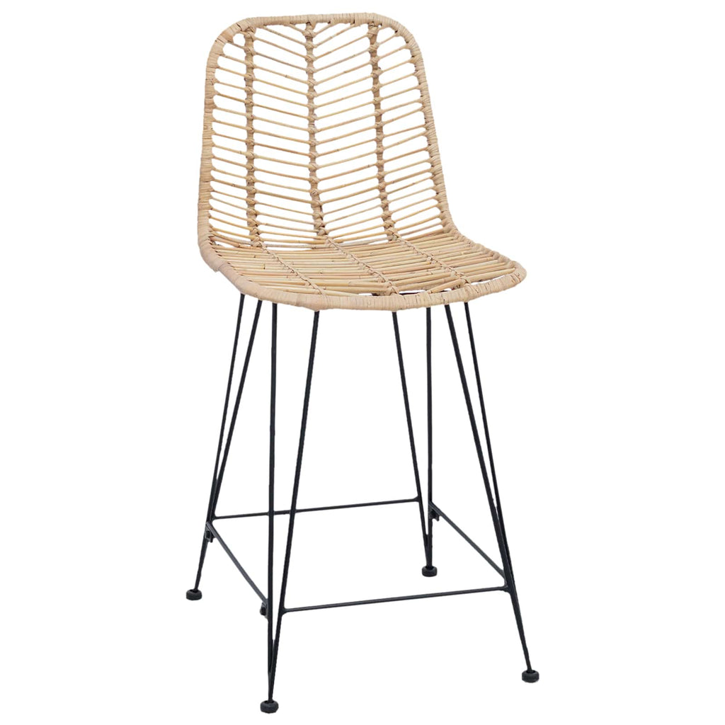 Bar Chair 2 pcs Natural 44.5 x 54.5 x 97.5 cm Rattan and Iron