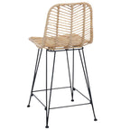Bar Chair 2 pcs Natural 44.5 x 54.5 x 97.5 cm Rattan and Iron