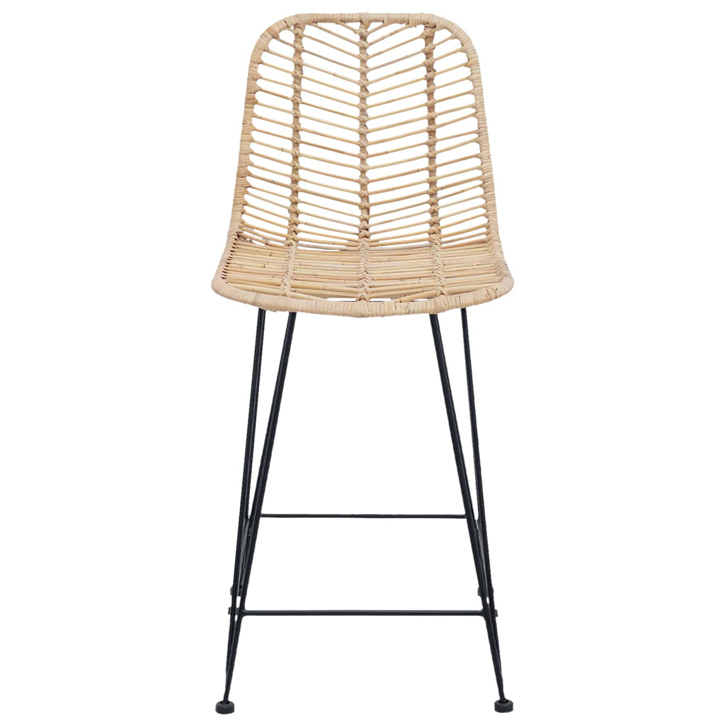 Bar Chair 2 pcs Natural 44.5 x 54.5 x 97.5 cm Rattan and Iron