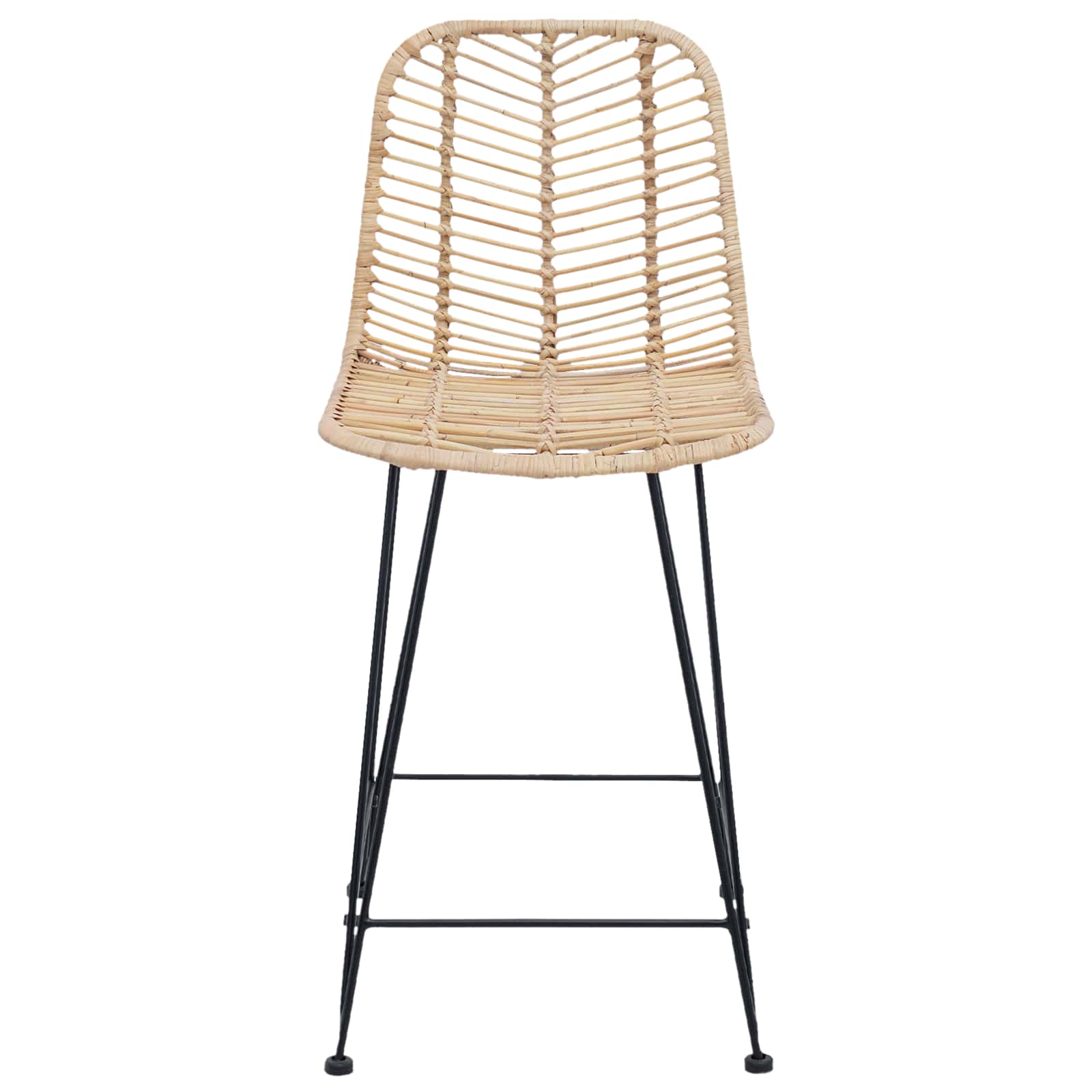 Bar Chair 2 pcs Natural 44.5 x 54.5 x 97.5 cm Rattan and Iron