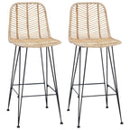 Bar Chair 2 pcs Natural 44.5 x 53 x 111 cm Rattan and Iron
