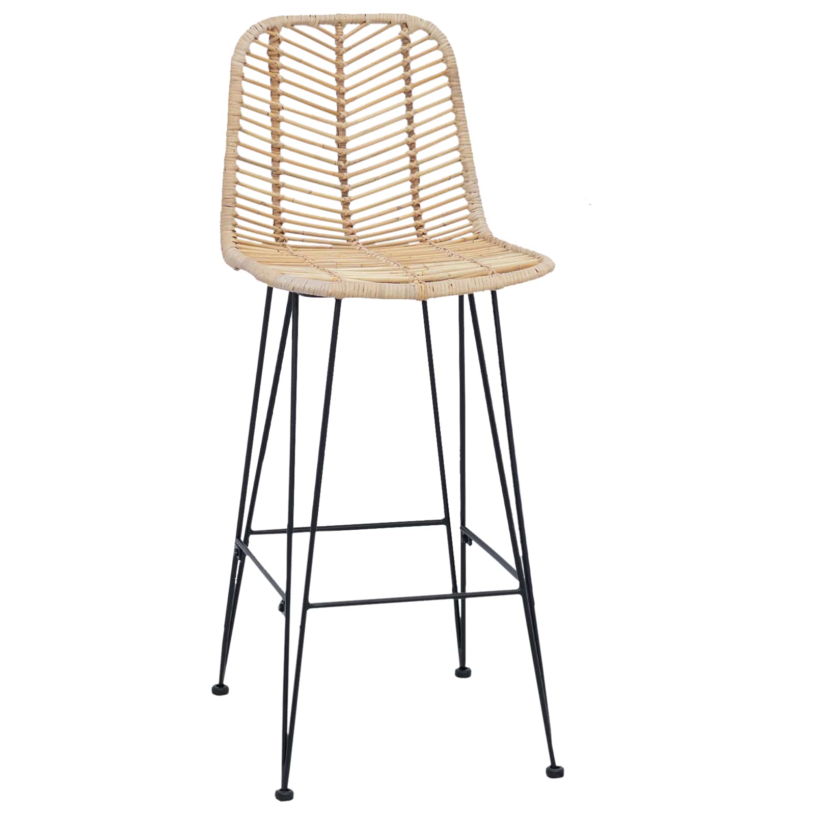Bar Chair 2 pcs Natural 44.5 x 53 x 111 cm Rattan and Iron