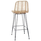Bar Chair 2 pcs Natural 44.5 x 53 x 111 cm Rattan and Iron