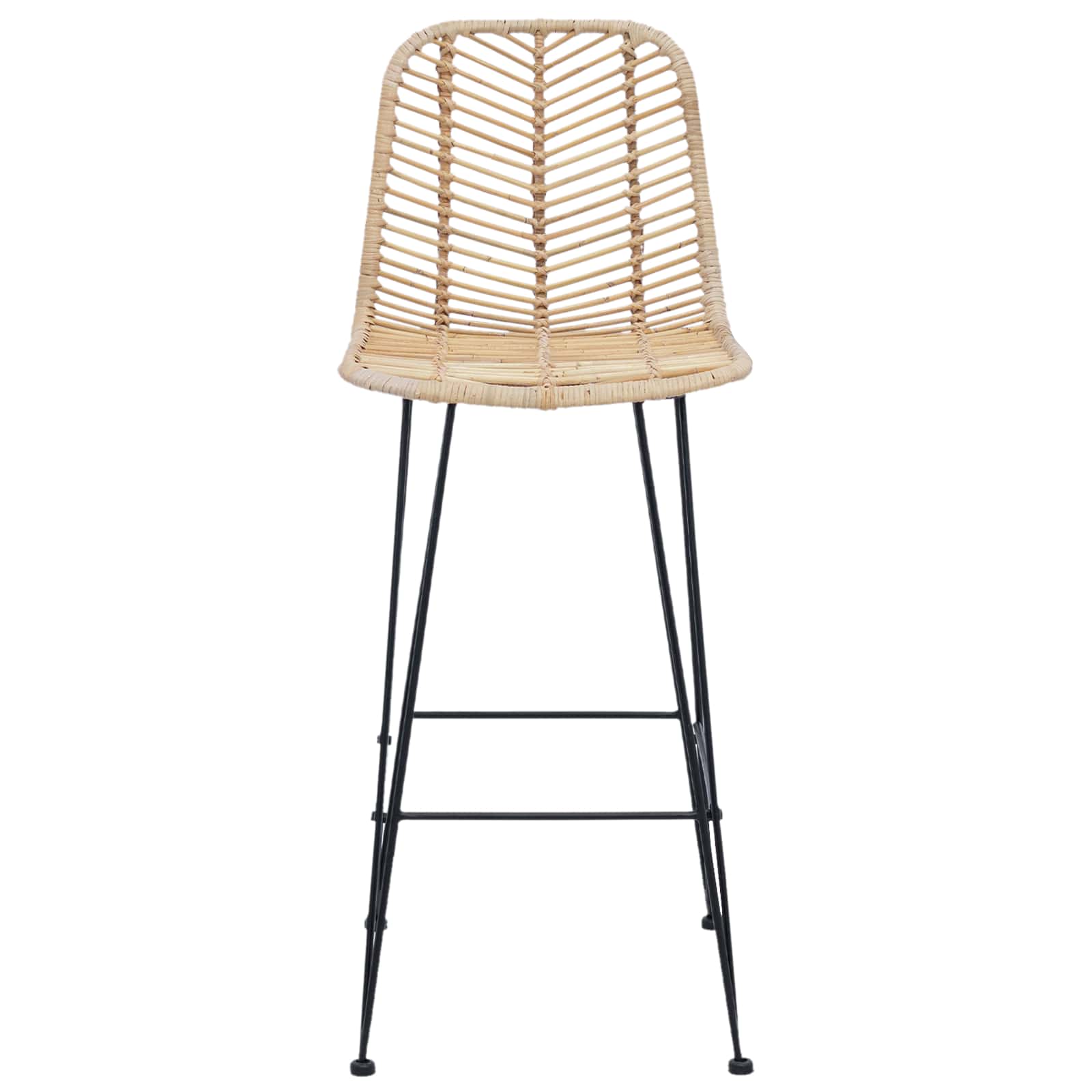Bar Chair 2 pcs Natural 44.5 x 53 x 111 cm Rattan and Iron