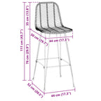 Bar Chair 2 pcs Natural 44.5 x 53 x 111 cm Rattan and Iron
