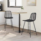 Bar Chair 2 pcs Black 44.5 x 54.5 x 97.5 cm Rattan and Iron