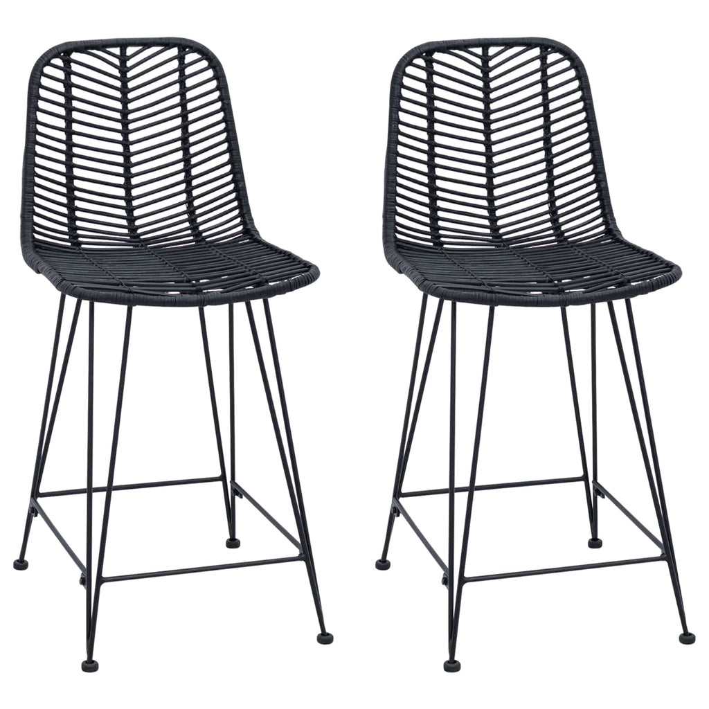 Bar Chair 2 pcs Black 44.5 x 54.5 x 97.5 cm Rattan and Iron