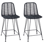 Bar Chair 2 pcs Black 44.5 x 54.5 x 97.5 cm Rattan and Iron