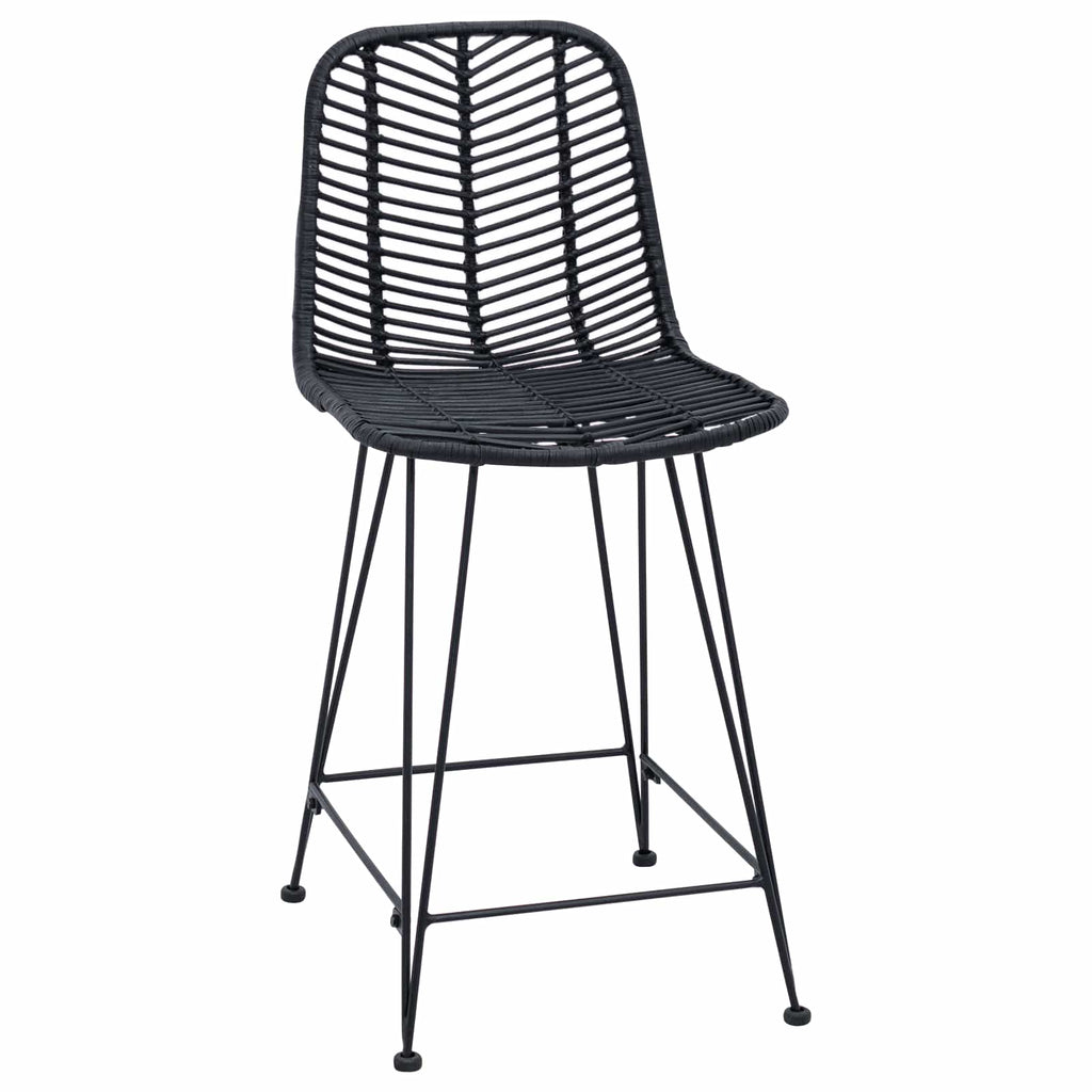 Bar Chair 2 pcs Black 44.5 x 54.5 x 97.5 cm Rattan and Iron