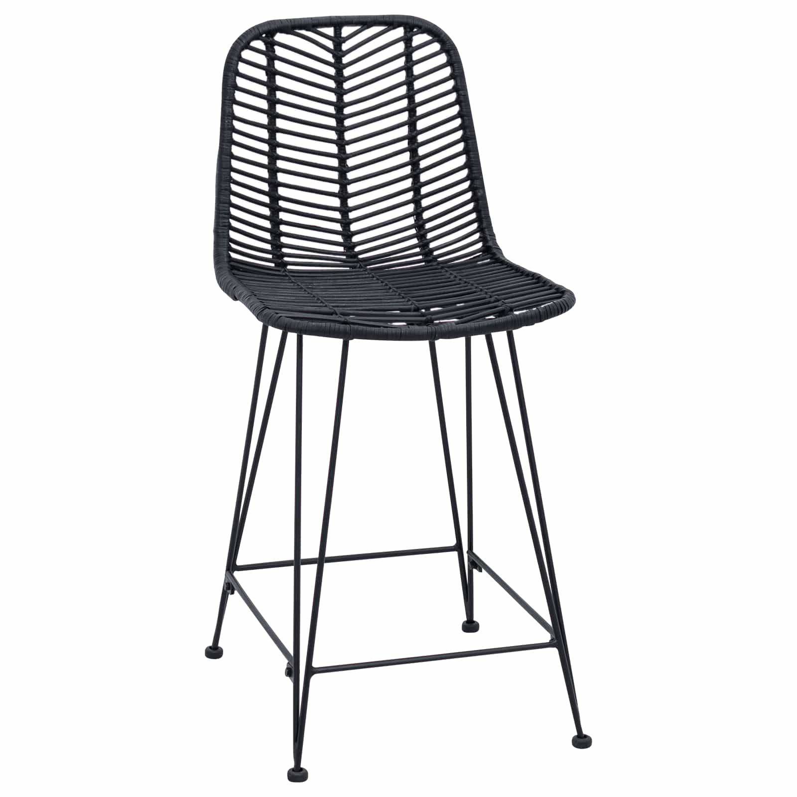 Bar Chair 2 pcs Black 44.5 x 54.5 x 97.5 cm Rattan and Iron