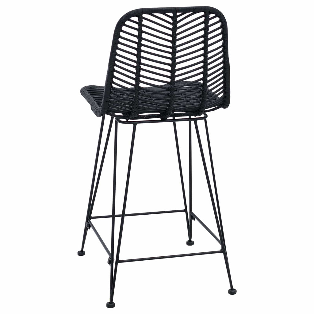Bar Chair 2 pcs Black 44.5 x 54.5 x 97.5 cm Rattan and Iron