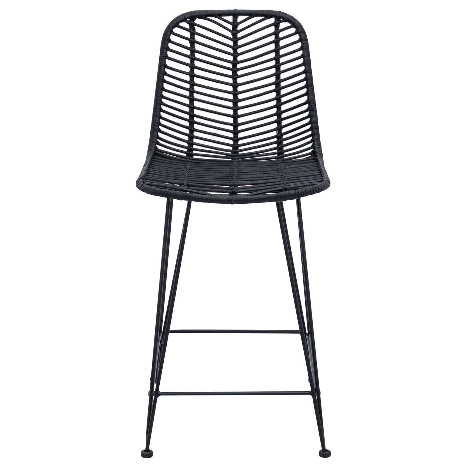 Bar Chair 2 pcs Black 44.5 x 54.5 x 97.5 cm Rattan and Iron