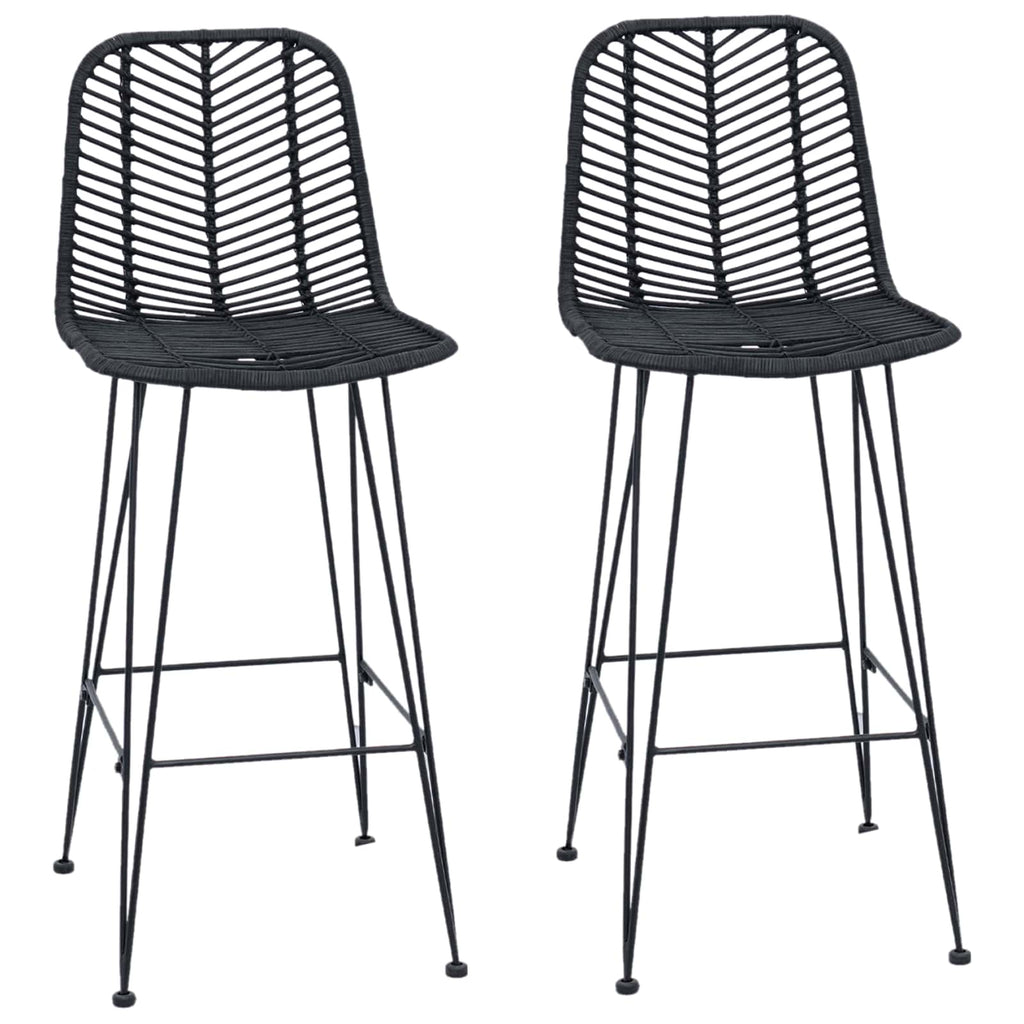 Bar Chair 2 pcs Black 44.5 x 53 x 111 cm Rattan and Iron