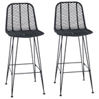 Bar Chair 2 pcs Black 44.5 x 53 x 111 cm Rattan and Iron