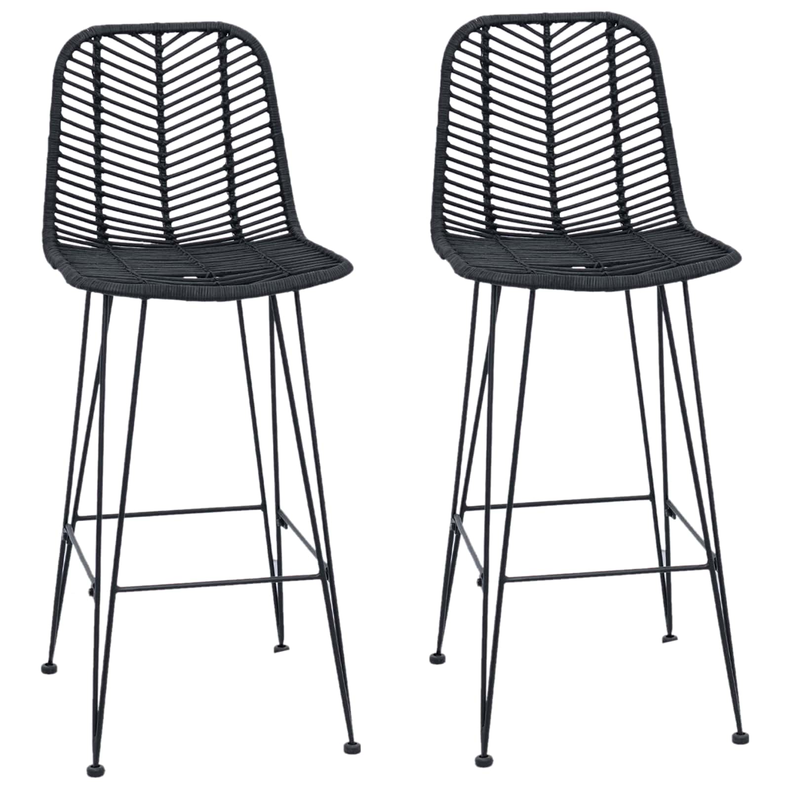 Bar Chair 2 pcs Black 44.5 x 53 x 111 cm Rattan and Iron