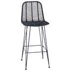 Bar Chair 2 pcs Black 44.5 x 53 x 111 cm Rattan and Iron