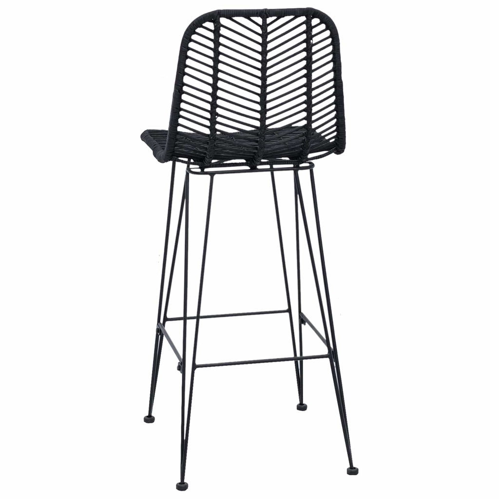 Bar Chair 2 pcs Black 44.5 x 53 x 111 cm Rattan and Iron