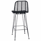 Bar Chair 2 pcs Black 44.5 x 53 x 111 cm Rattan and Iron