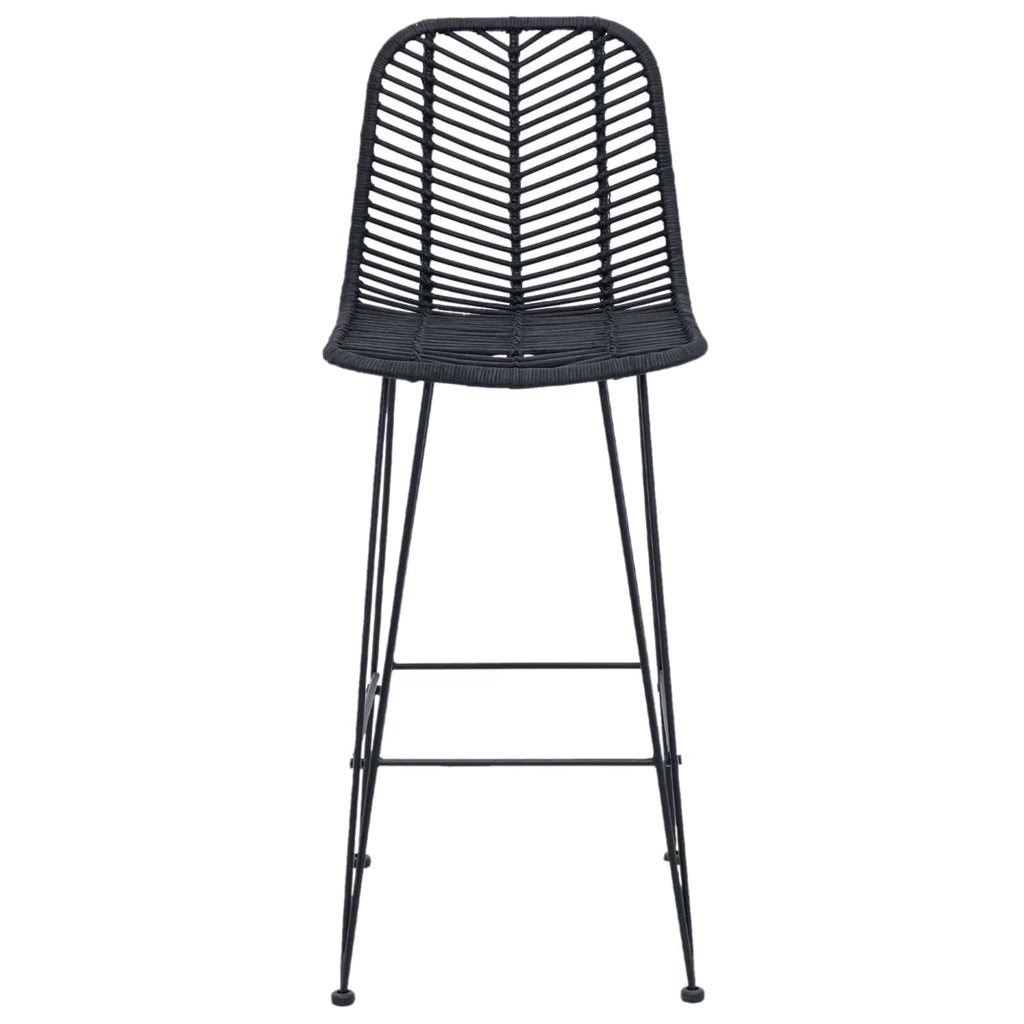 Bar Chair 2 pcs Black 44.5 x 53 x 111 cm Rattan and Iron