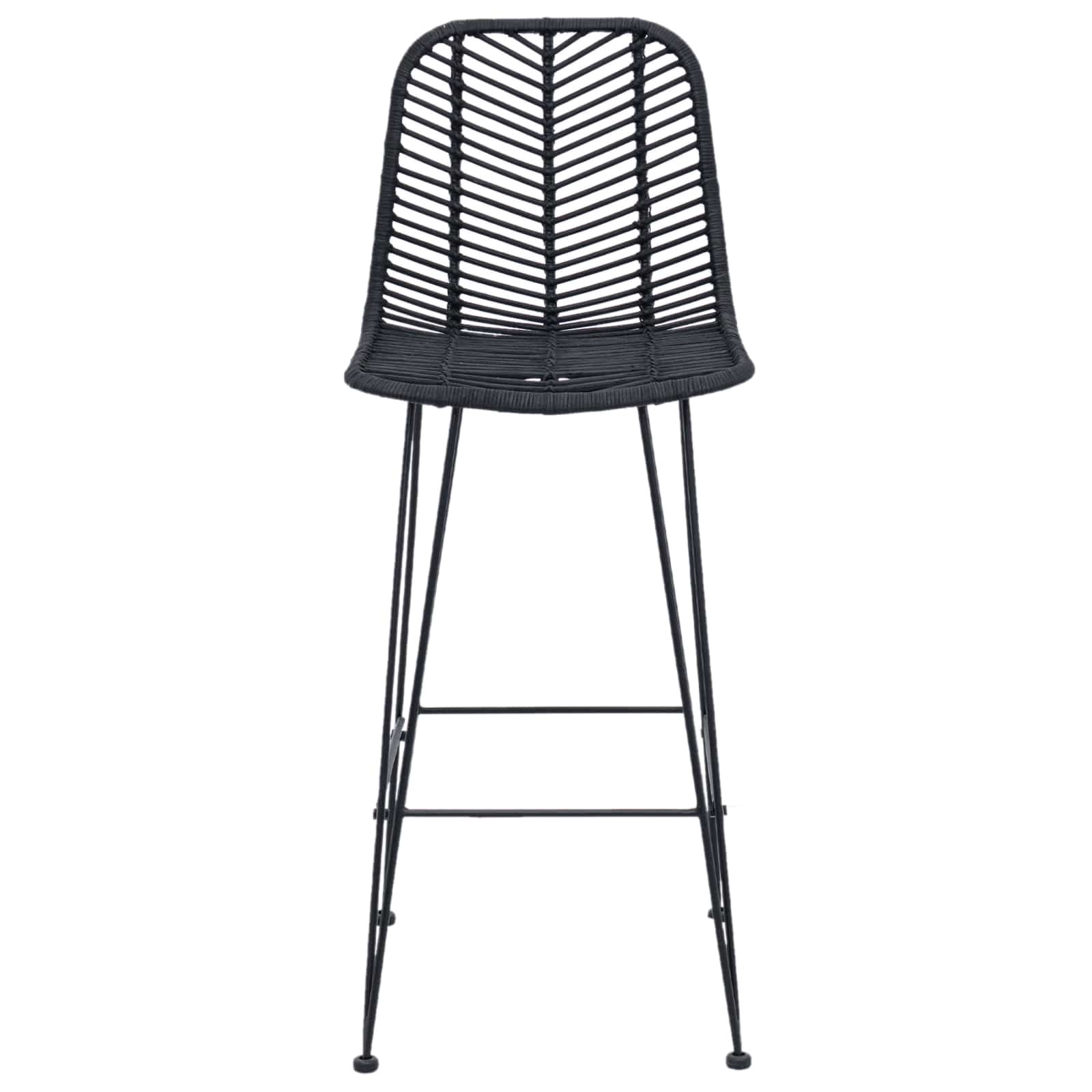 Bar Chair 2 pcs Black 44.5 x 53 x 111 cm Rattan and Iron