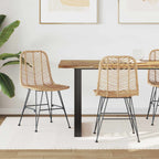 Dining Chair 2 pcs Natural 44 x 47 x 85 cm Rattan and Iron