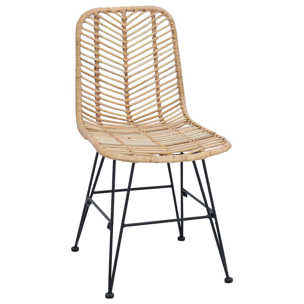 Dining Chair 2 pcs Natural 44 x 47 x 85 cm Rattan and Iron