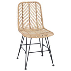 Dining Chair 2 pcs Natural 44 x 47 x 85 cm Rattan and Iron
