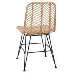 Dining Chair 2 pcs Natural 44 x 47 x 85 cm Rattan and Iron