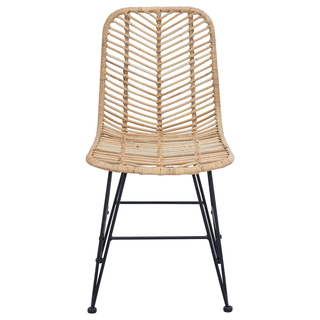 Dining Chair 2 pcs Natural 44 x 47 x 85 cm Rattan and Iron