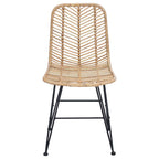 Dining Chair 2 pcs Natural 44 x 47 x 85 cm Rattan and Iron