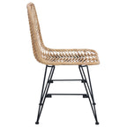 Dining Chair 2 pcs Natural 44 x 47 x 85 cm Rattan and Iron