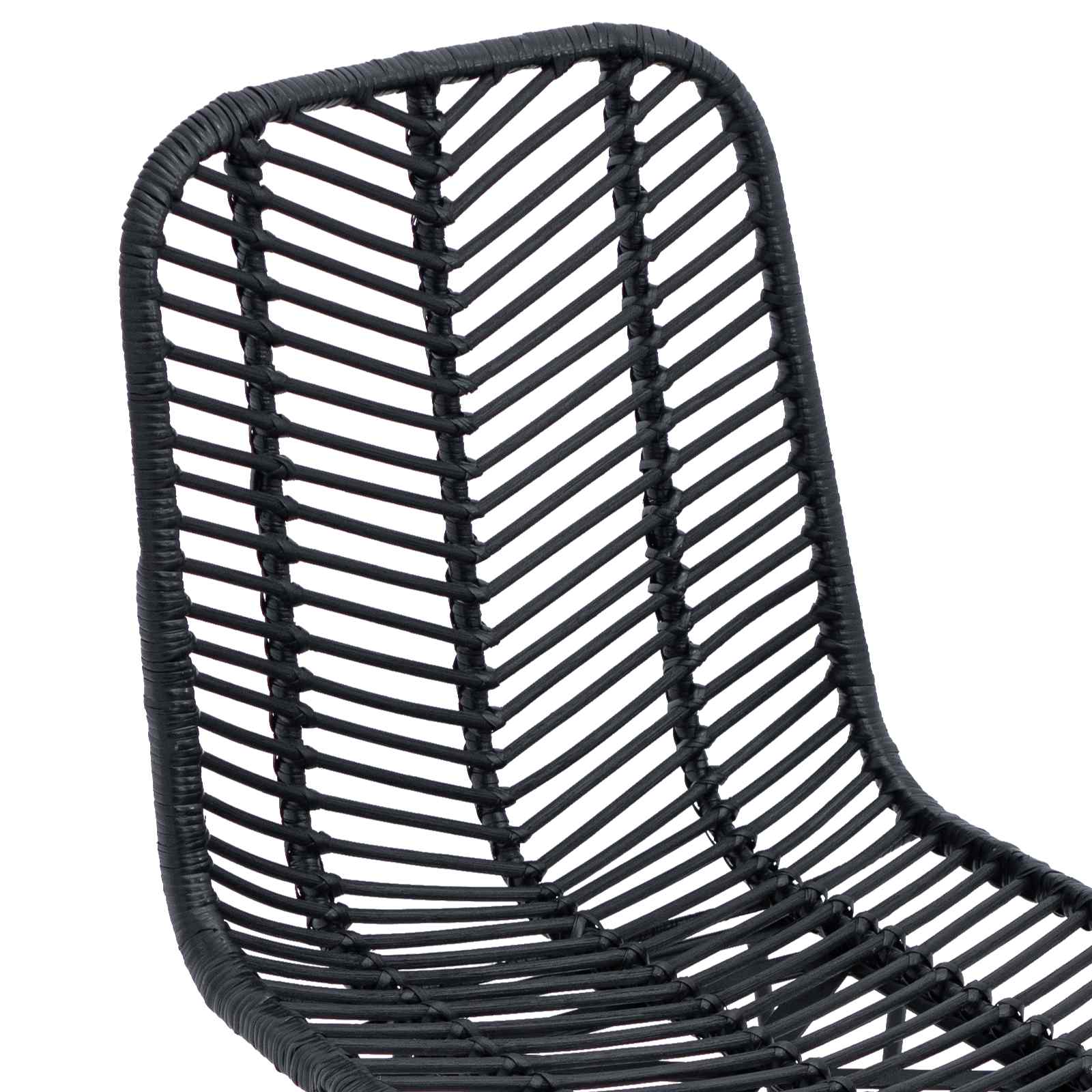 Dining Chair 2 pcs Black 44 x 47 x 85 cm Rattan and Iron