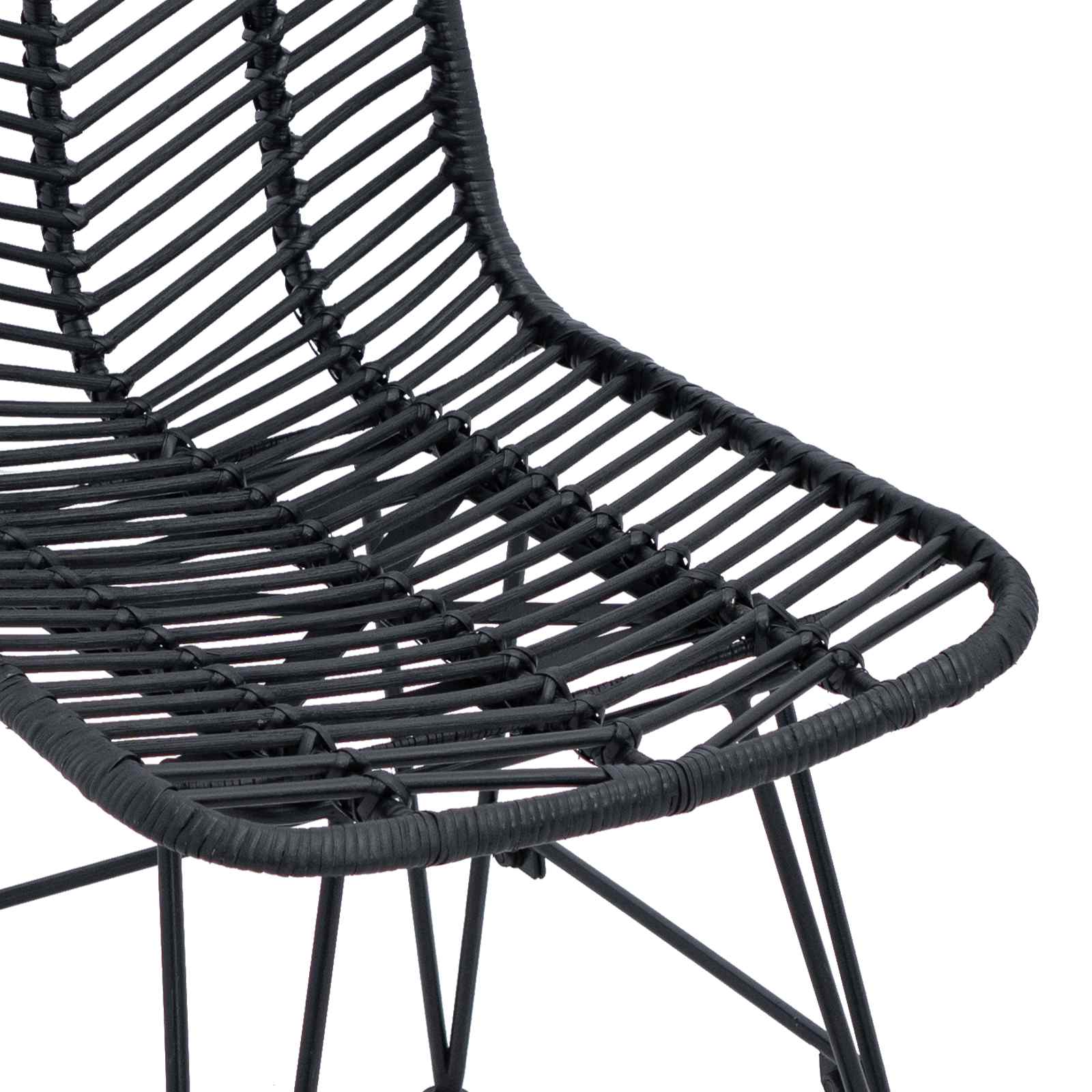 Dining Chair 2 pcs Black 44 x 47 x 85 cm Rattan and Iron
